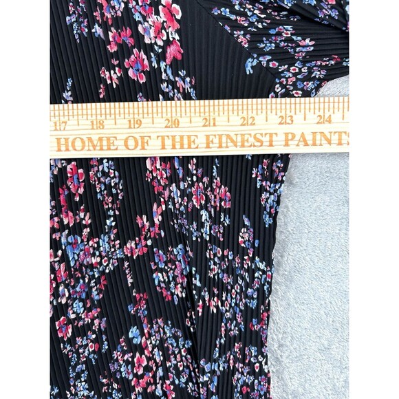 ROZ AND ALI Blouse Women's 3X Top Crimped Floral 3/4 Sleeve - Picture 6 of 7